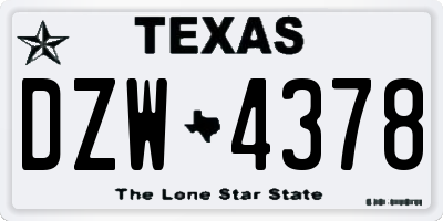 TX license plate DZW4378