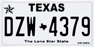 TX license plate DZW4379