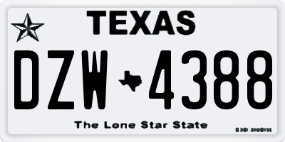 TX license plate DZW4388