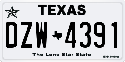TX license plate DZW4391