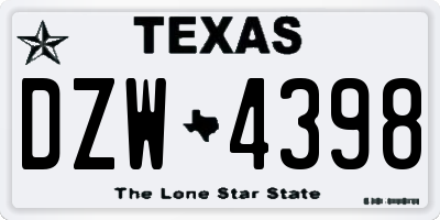 TX license plate DZW4398