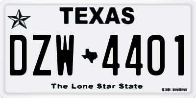 TX license plate DZW4401