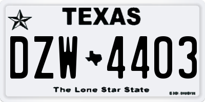 TX license plate DZW4403