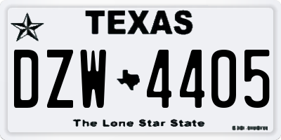 TX license plate DZW4405