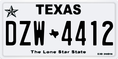 TX license plate DZW4412