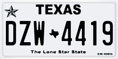 TX license plate DZW4419