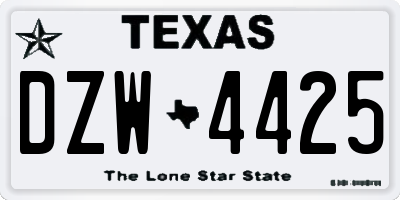 TX license plate DZW4425