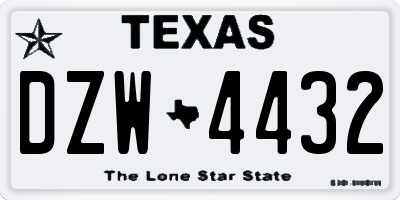 TX license plate DZW4432