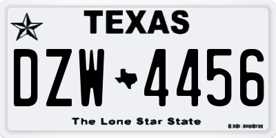 TX license plate DZW4456