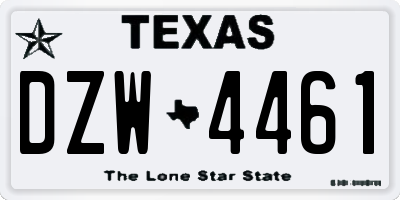 TX license plate DZW4461