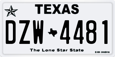 TX license plate DZW4481