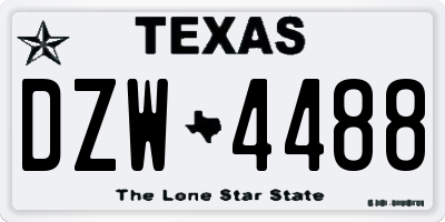 TX license plate DZW4488