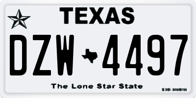 TX license plate DZW4497