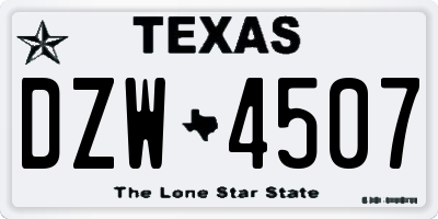 TX license plate DZW4507