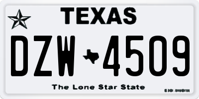 TX license plate DZW4509