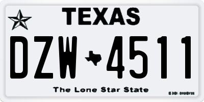 TX license plate DZW4511