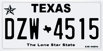 TX license plate DZW4515