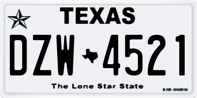 TX license plate DZW4521