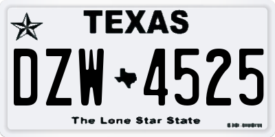 TX license plate DZW4525