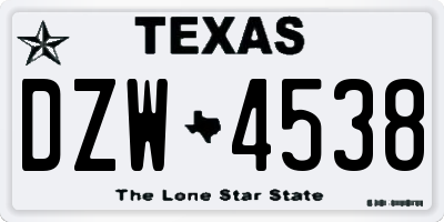 TX license plate DZW4538