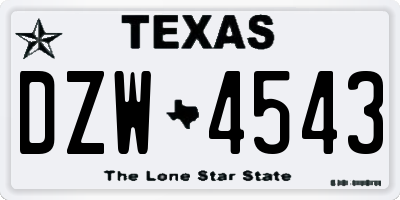 TX license plate DZW4543