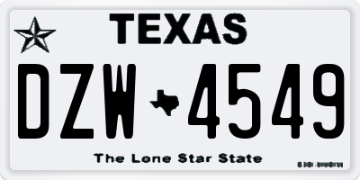 TX license plate DZW4549