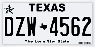 TX license plate DZW4562