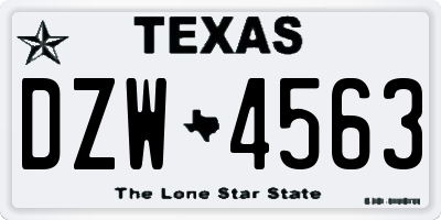 TX license plate DZW4563