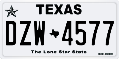 TX license plate DZW4577