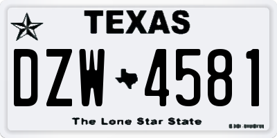 TX license plate DZW4581