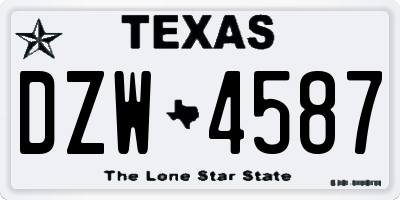 TX license plate DZW4587