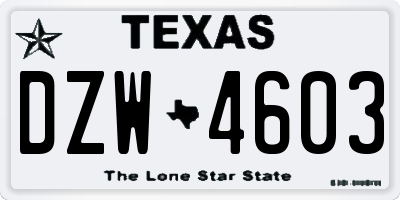 TX license plate DZW4603