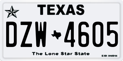 TX license plate DZW4605
