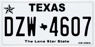 TX license plate DZW4607