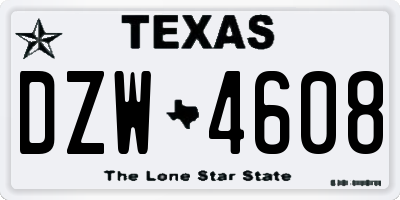 TX license plate DZW4608
