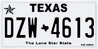 TX license plate DZW4613