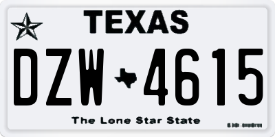 TX license plate DZW4615