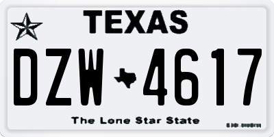 TX license plate DZW4617