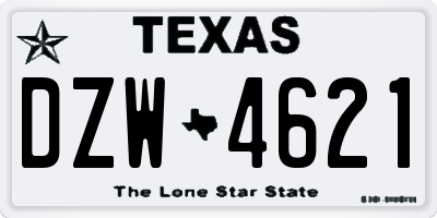 TX license plate DZW4621