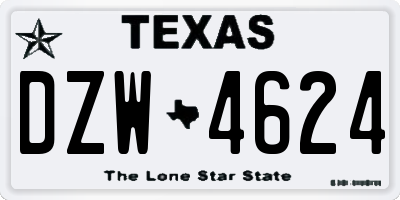 TX license plate DZW4624