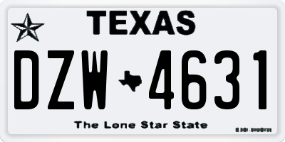 TX license plate DZW4631