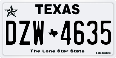 TX license plate DZW4635