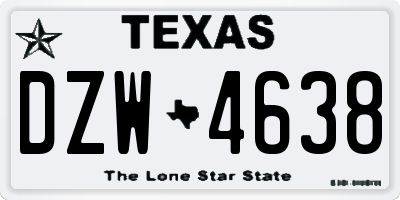 TX license plate DZW4638