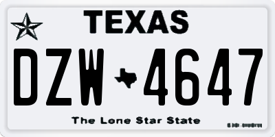 TX license plate DZW4647