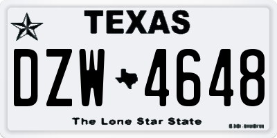 TX license plate DZW4648