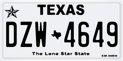 TX license plate DZW4649