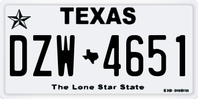 TX license plate DZW4651