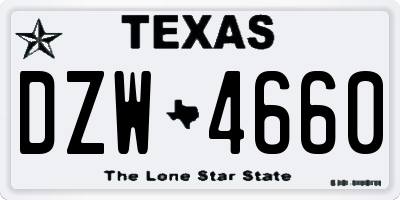 TX license plate DZW4660