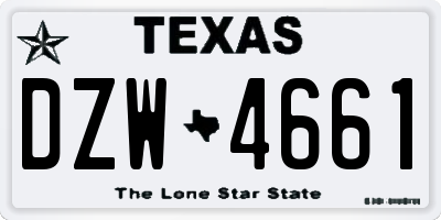 TX license plate DZW4661