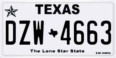 TX license plate DZW4663